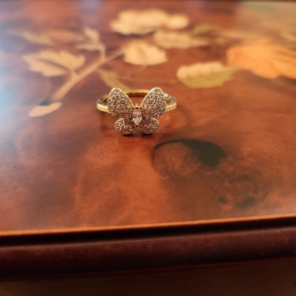 JTV White Cubic Zirconia 18K Gold Over Sterling Silver Ring